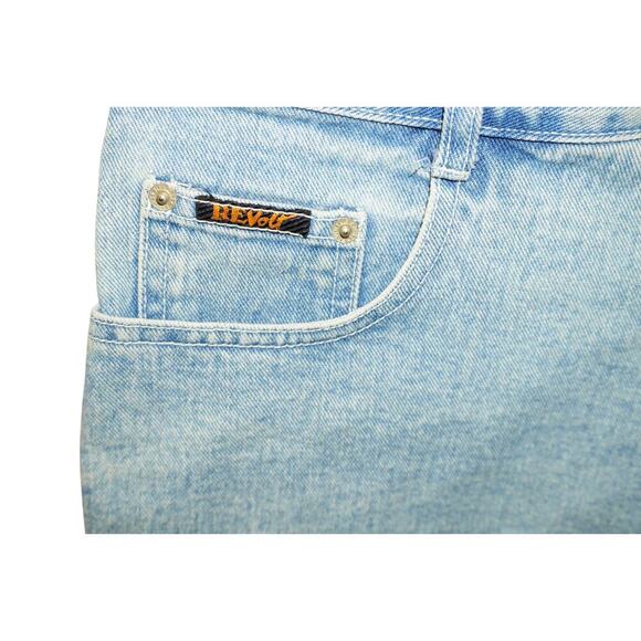 Vintage Revolt High-Waisted Embroidered Denim Shorts – Light Wash 90s Y2K - Picture 3 of 13